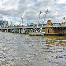 Golden Jubilee Bridges and Thames River,  London, England, United Kingdom